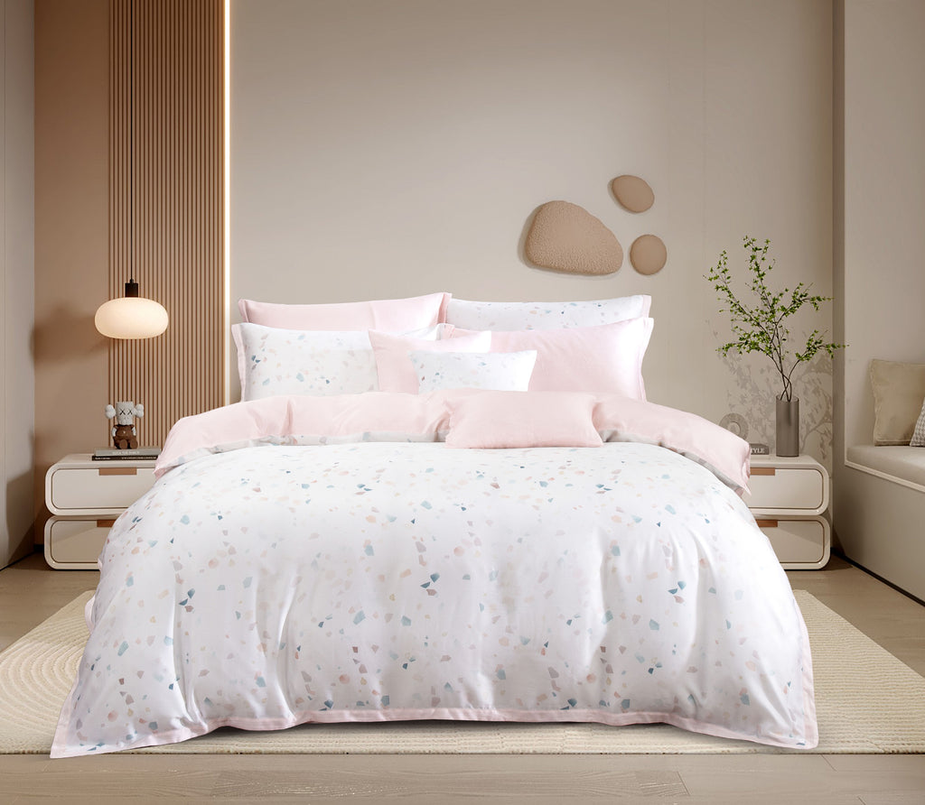 Akemi ชุดผ้าปูที่นอน 6 ฟุต 5 ชิ้น TENCEL™ HeiQ Allergen Serene Prints Collection 1200 เส้นด้าย