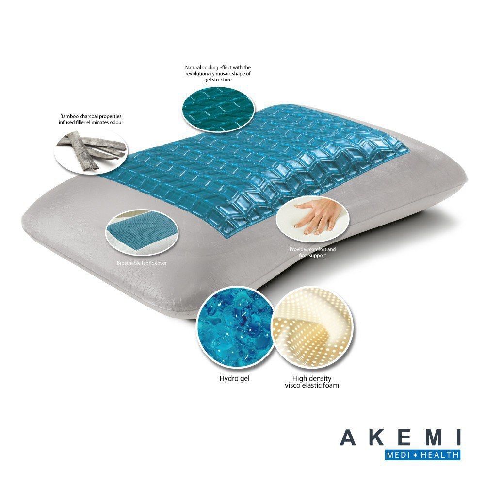 Akemi Medi+Health Ortho Hydro Gel Bamboo Charcoal Memory Pillow หมอน หมอนหนุน เมมโมรีโฟม